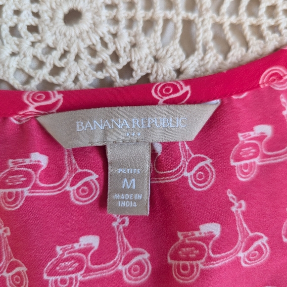 Women's BANANA REPUBLIC Petite M Pink White Scooter Print Tank Top - Picture 5 of 9